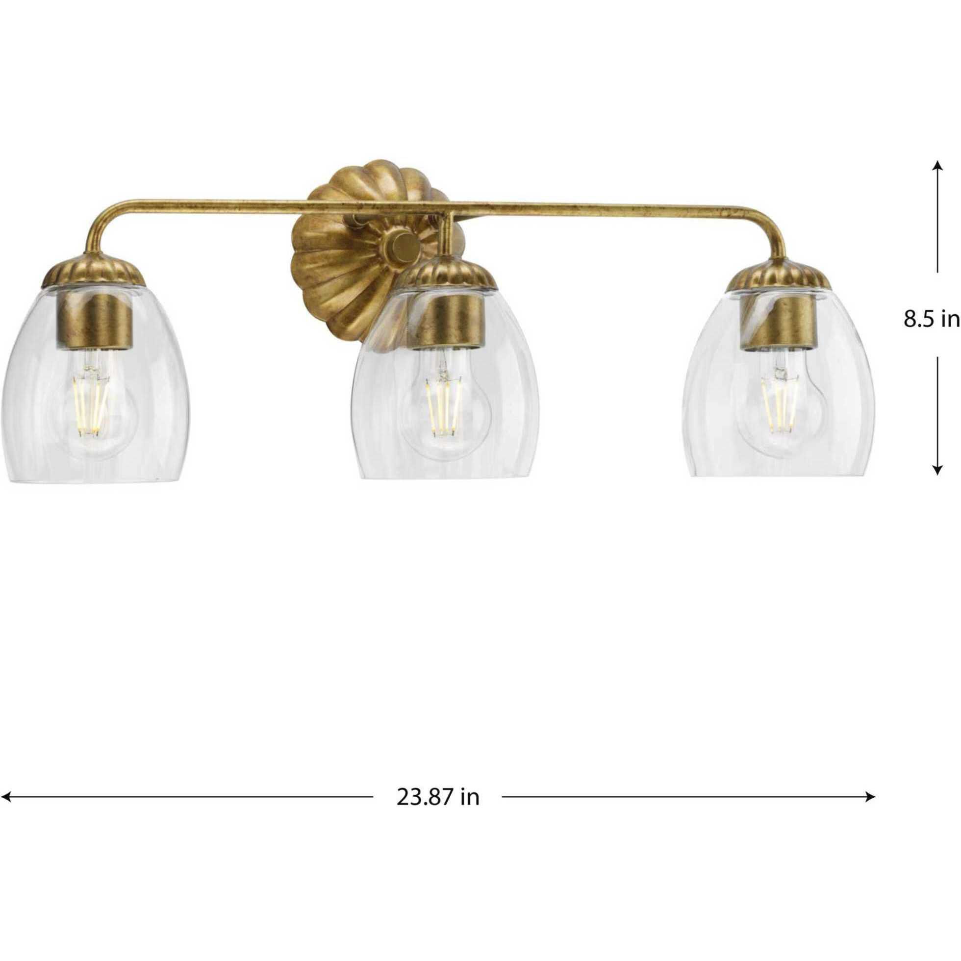Quillan 3 Light 23.87 inch Gold Ombre Bathroom Vanity Light Wall Light