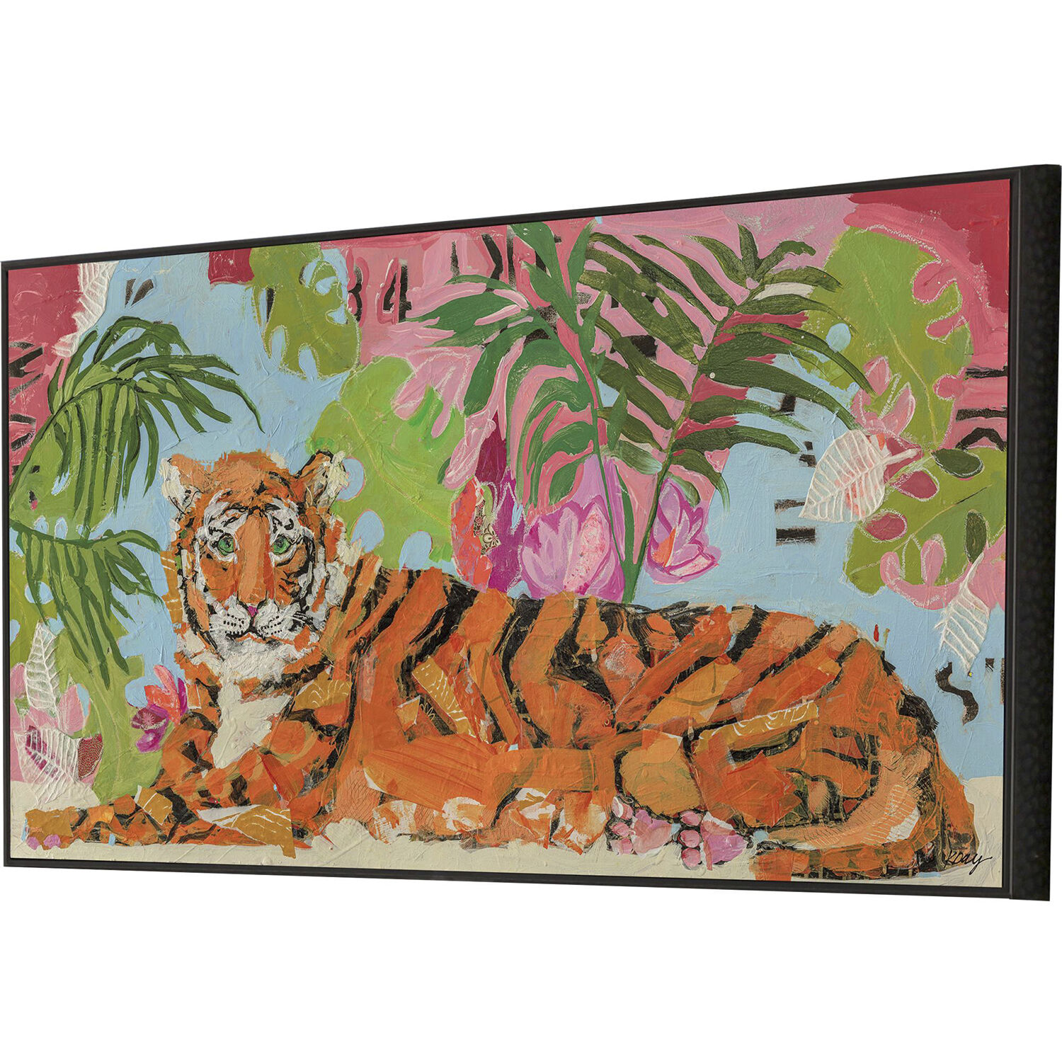 Animals Orange and Black and Pink and Multi Framed Art