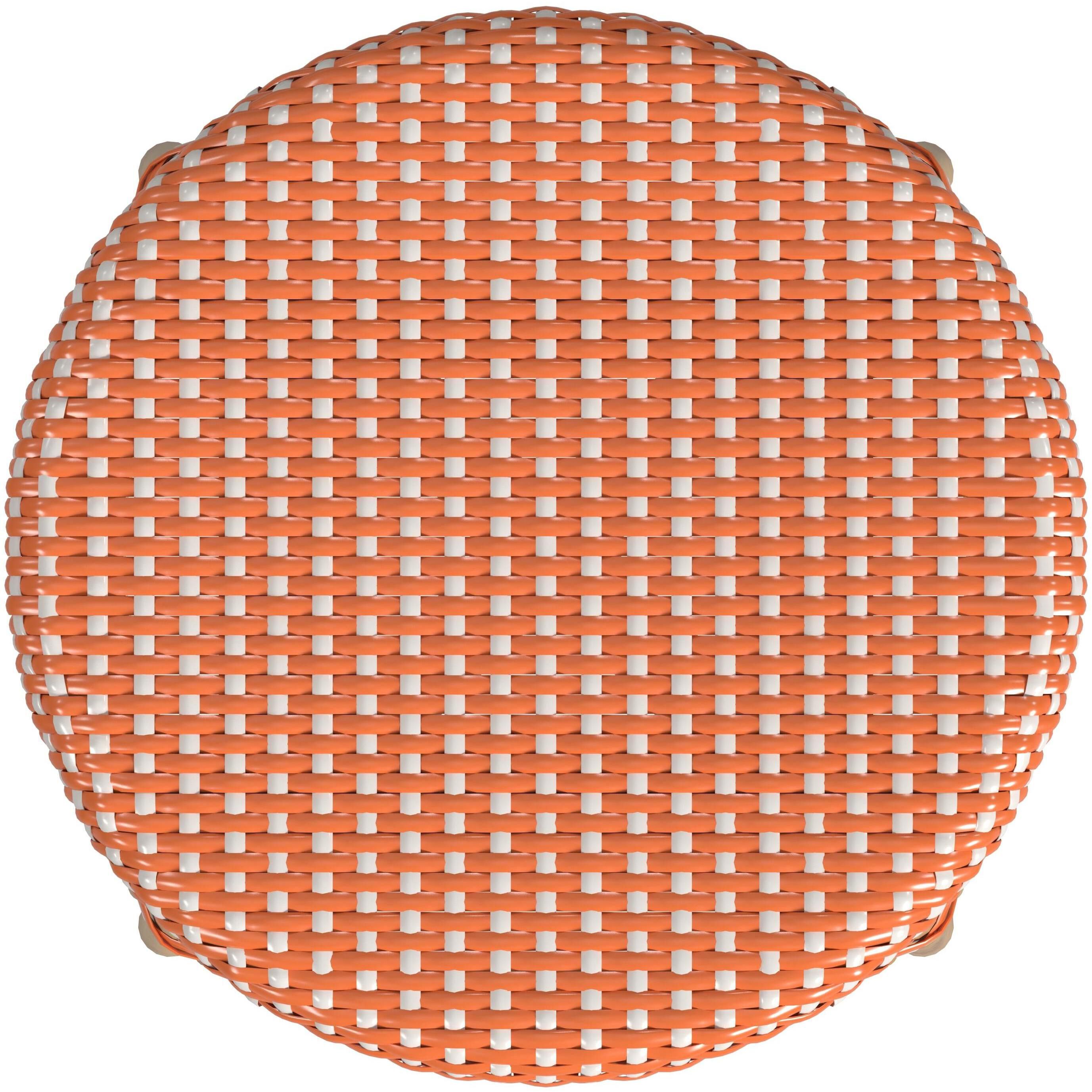 Tobias Rattan Round 24" Counter Stool in Orange and White Dot