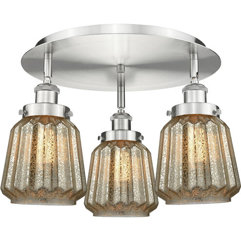 Chatham 3 Light 18.25 inch Satin Nickel Flush Mount Ceiling Light in Mercury