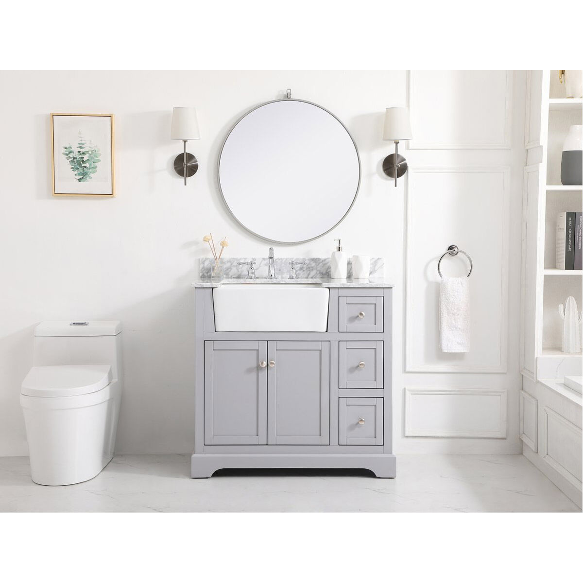 Franklin 36 X 22 X 35 inch Grey Bathroom Vanity Cabinet