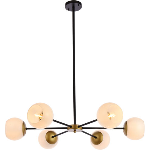 Briggs 6 Light 36 inch Black and Brass Pendant Ceiling Light