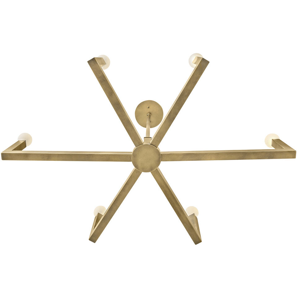 Ezra 6 Light 36 inch Heritage Brass Indoor Linear Chandelier Ceiling Light