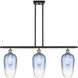 Ballston Brookhaven Flute Island Light Ceiling Light in Black Antique Brass, Sapphire Blue Glass