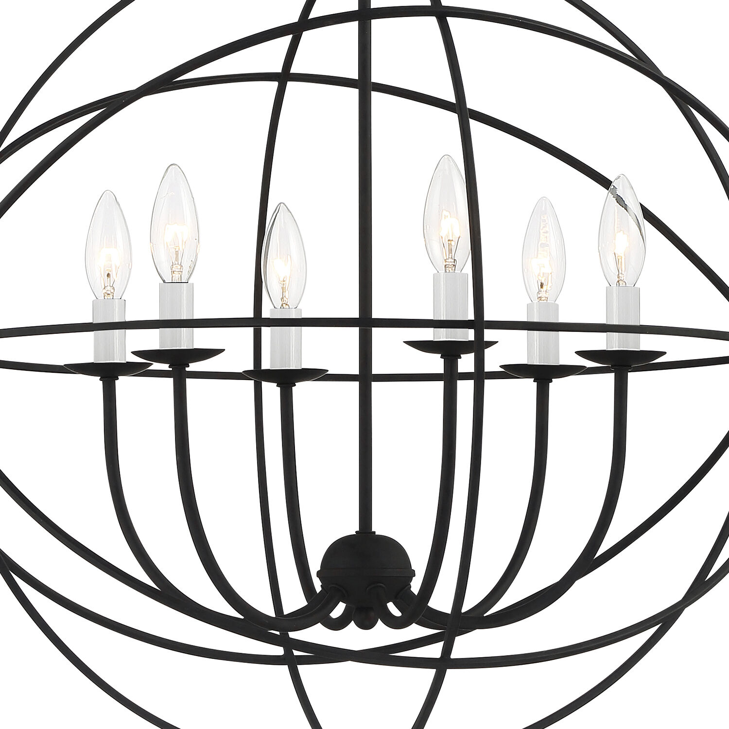 Solaris 6 Light 28.5 inch Black Chandelier Ceiling Light