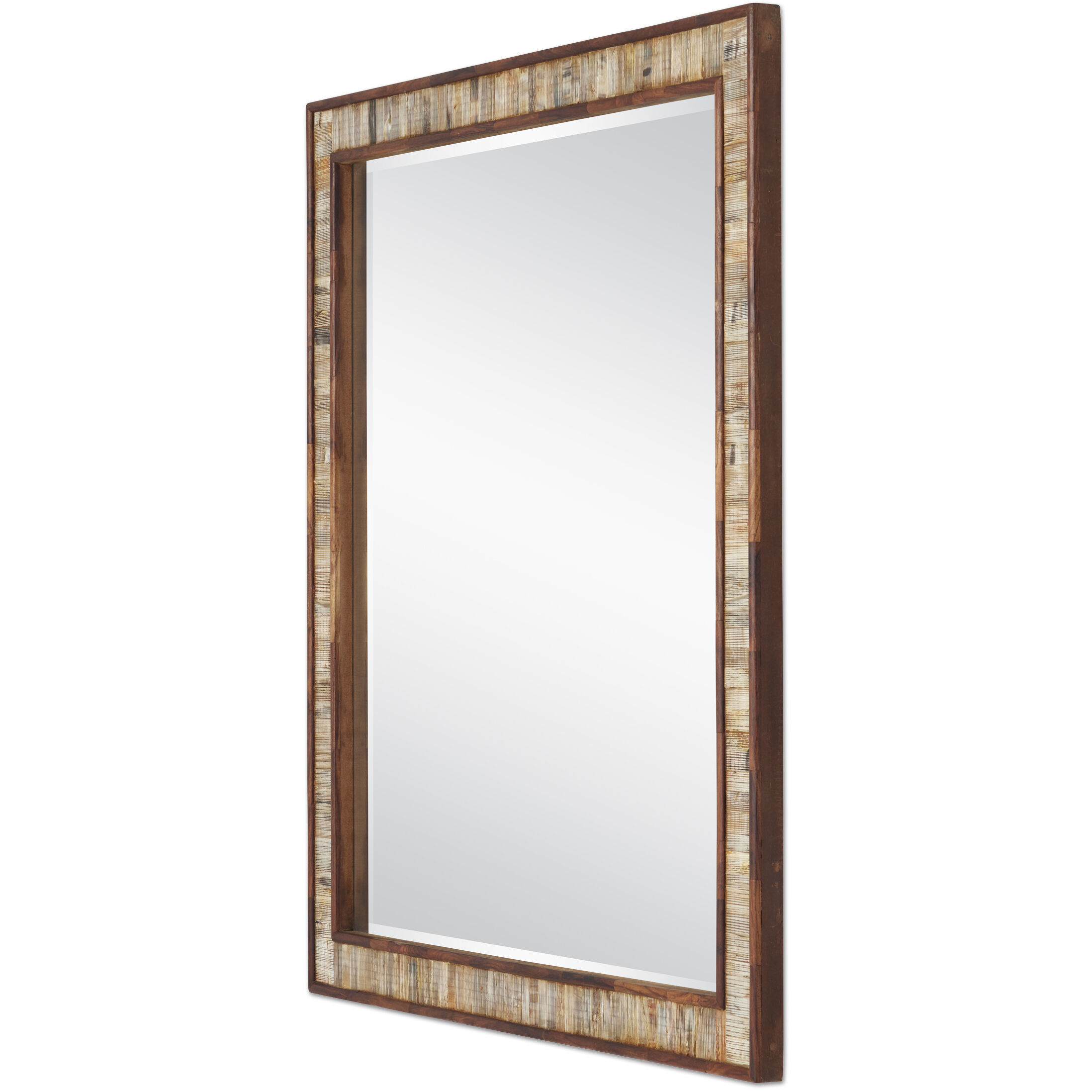 Hyson 40 inch Chiseled Horn and Natural and Mirror Mirror, Large