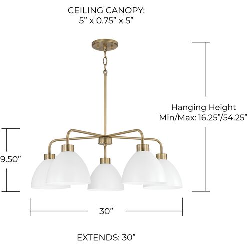 Ross 5 Light 30 inch Aged Brass Chandelier Ceiling Light