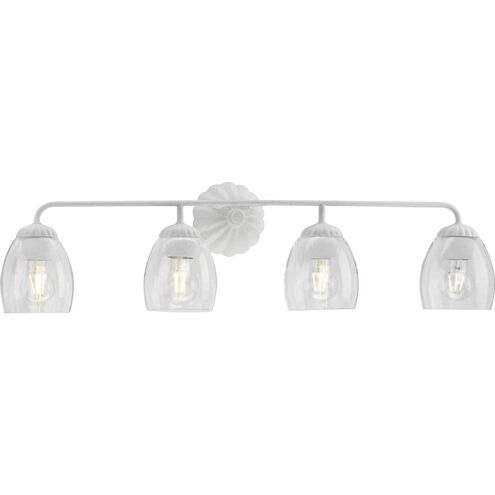 Quillan 4 Light 33.62 inch White Plaster Bathroom Vanity Light Wall Light