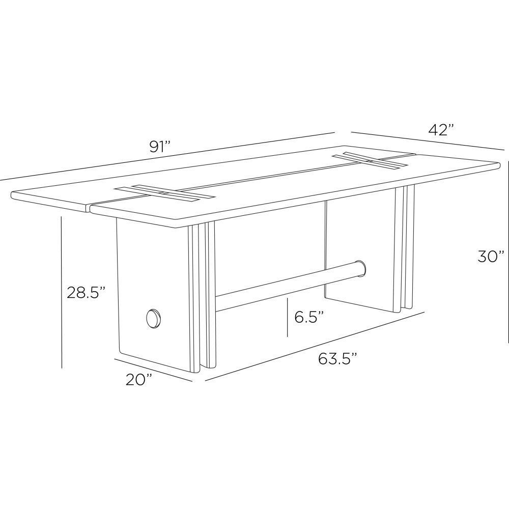Dominic 91 X 30 inch Willow and Aged Bronze Outdoor Dining Table
