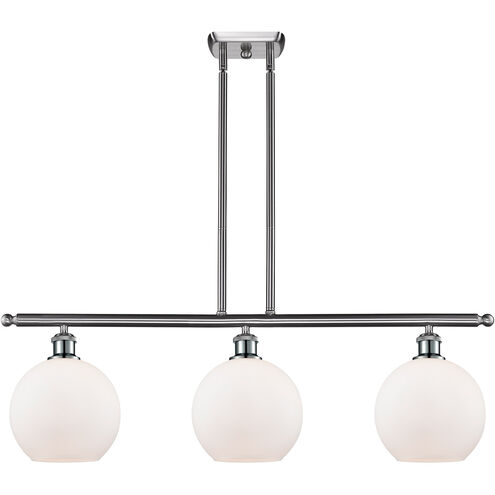 Ballston Athens LED 36 inch Brushed Satin Nickel Island Light Ceiling Light in Matte White Glass, Ballston