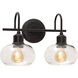 Laney 2 Light 8.1 inch Black Vanity Light Wall Light