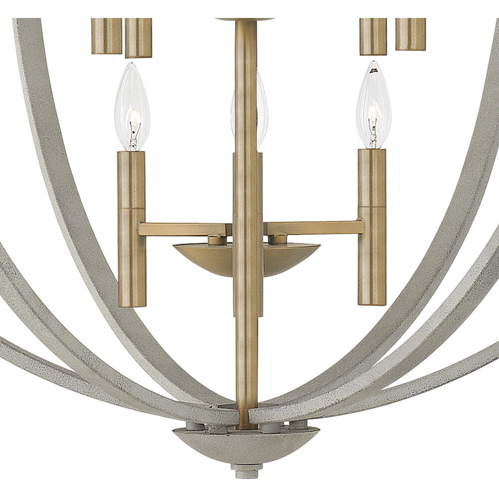 Euclid 12 Light 36 inch Cement Gray with Brushed Gold Indoor Foyer Light Ceiling Light