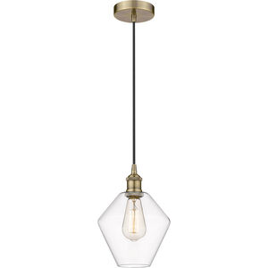 Edison Cindyrella LED 8 inch Antique Brass Mini Pendant Ceiling Light