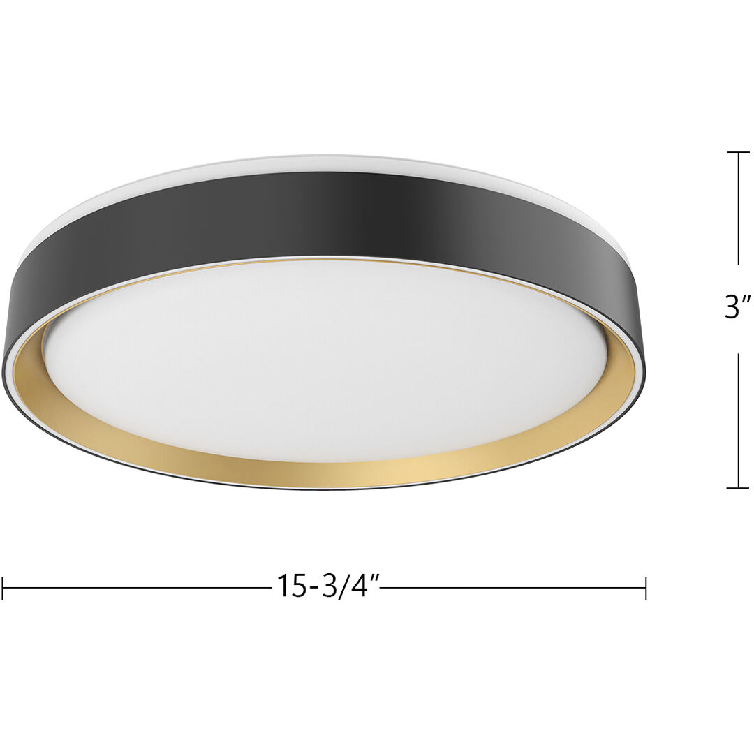 Essex LED 15.75 inch Black and Gold Flush Mount Ceiling Light