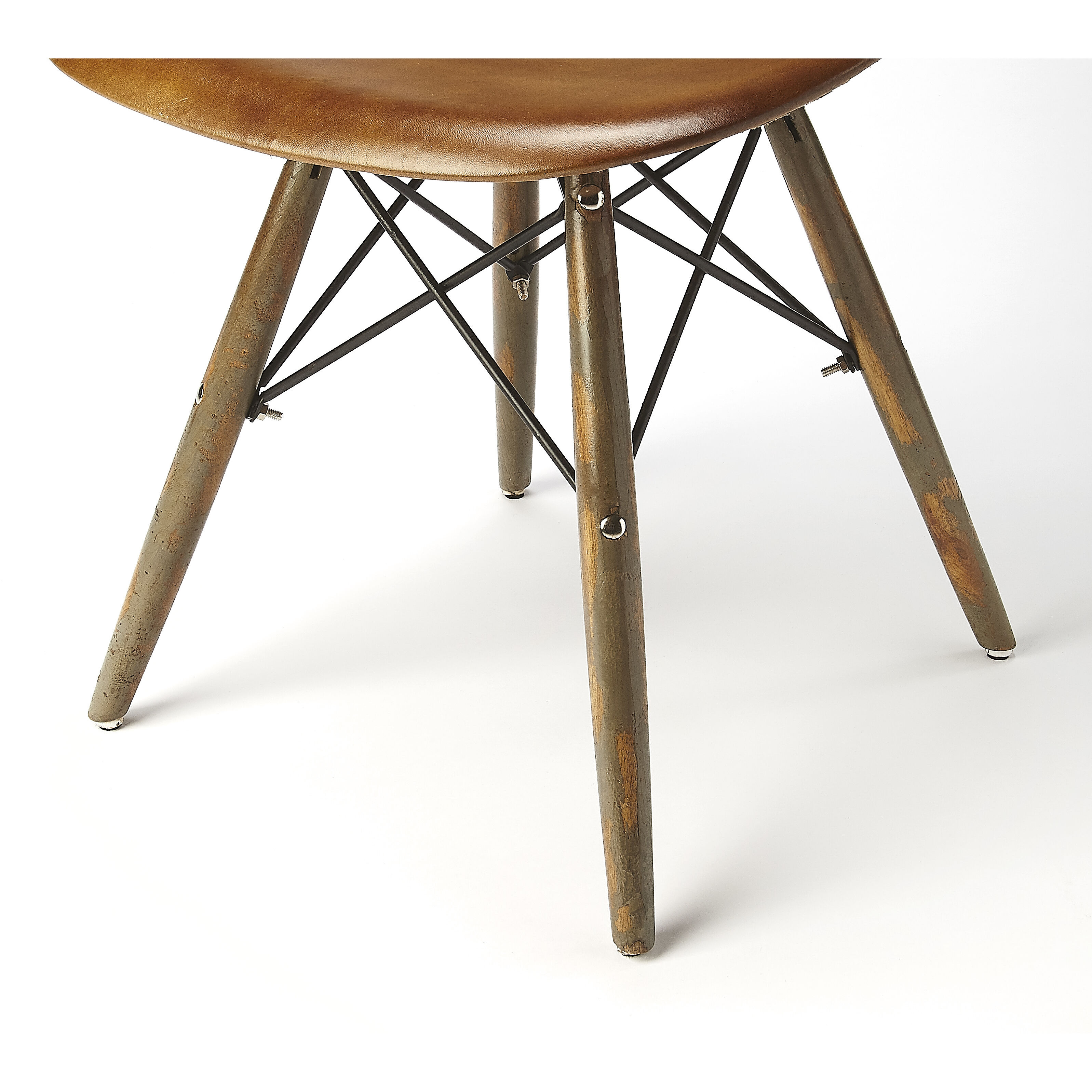 Industrial Chic Orson  Brown Leather Accent Chair