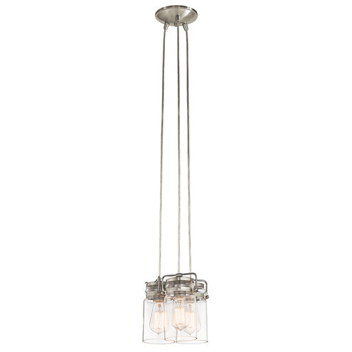 Brinley 3 Light 9 inch Brushed Nickel Pendant Ceiling Light