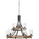 Lanesnoro 9 Light 32.75 inch Distressed Weathered Oak and Slated Grey Metal Chandelier Ceiling Light