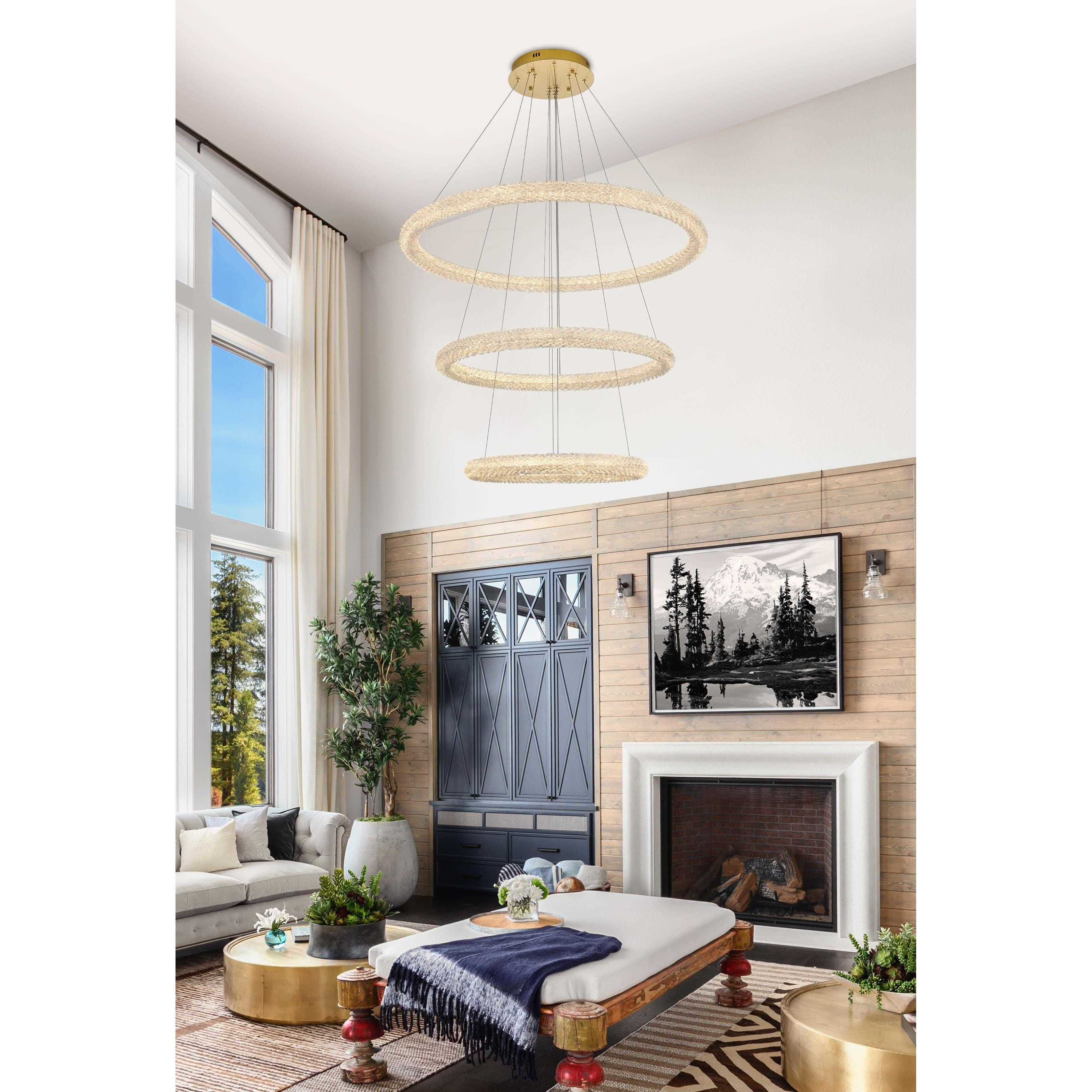Bowen 3 Light 42 inch Satin Gold Chandelier Ceiling Light