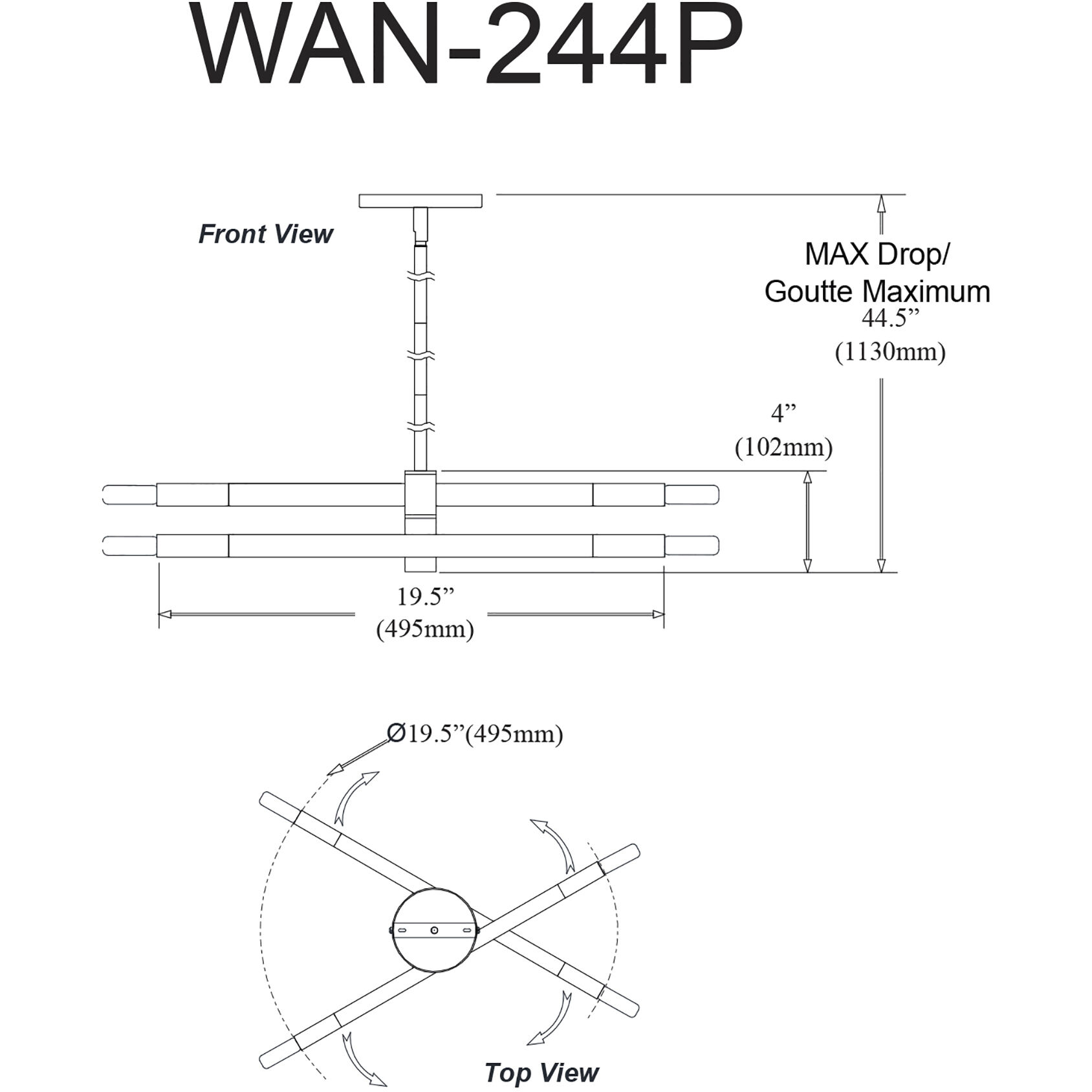 Wand 4 Light 19.5 inch Matte Black Pendant Ceiling Light