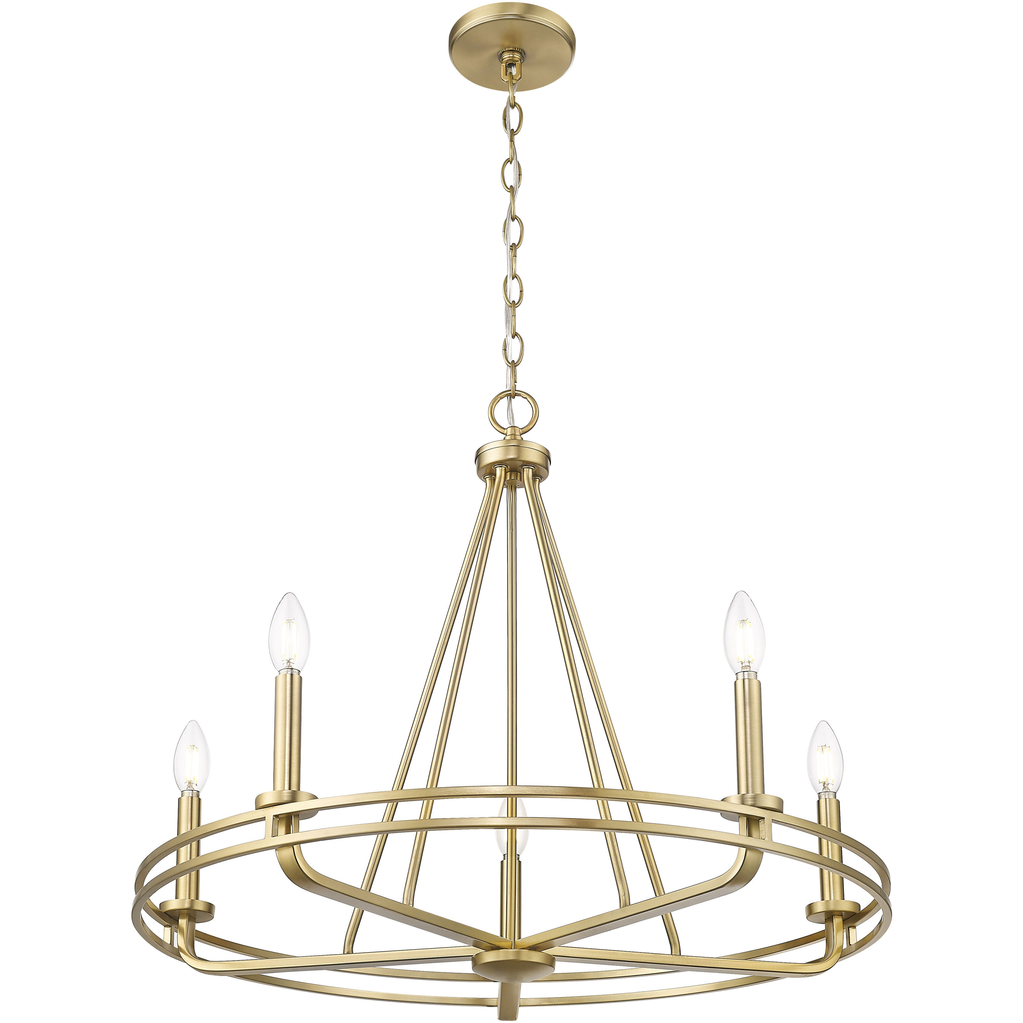 Jody 5 Light 26.5 inch Vintage Brass Chandelier Ceiling Light