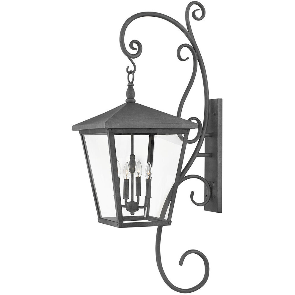 Heritage Trellis LED 52 inch Aged Zinc Outdoor Wall Mount Lantern, Extra Large