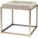 Jax Square 18 X 18 inch Ivory Faux Shagreen and Antique Brass Metal Side Table