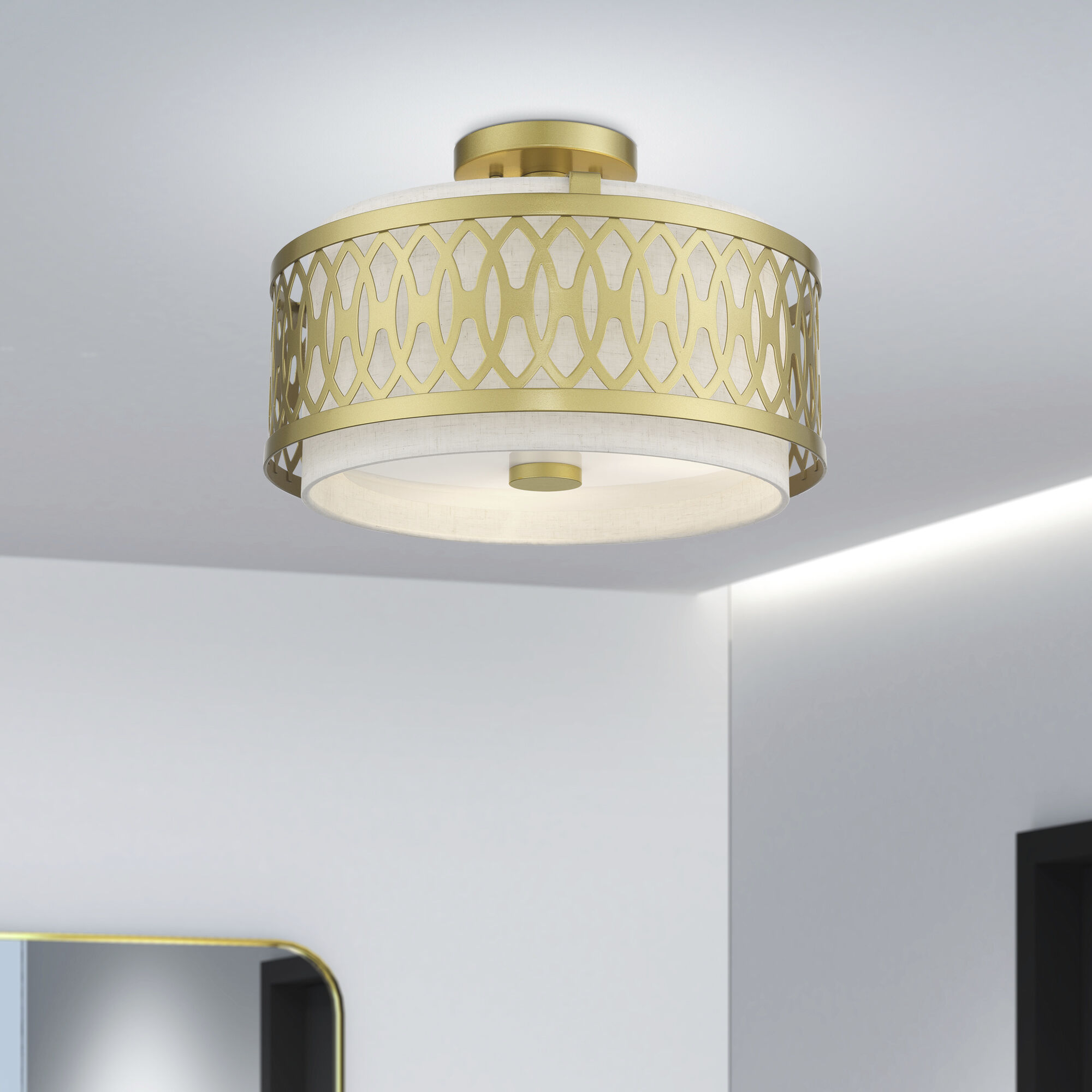 Vistaview 3 Light 15 inch Soft Gold Semi-Flush Ceiling Light