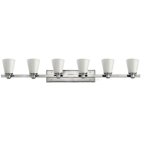 Avon 6 Light 48 inch Chrome Vanity Light Wall Light in White