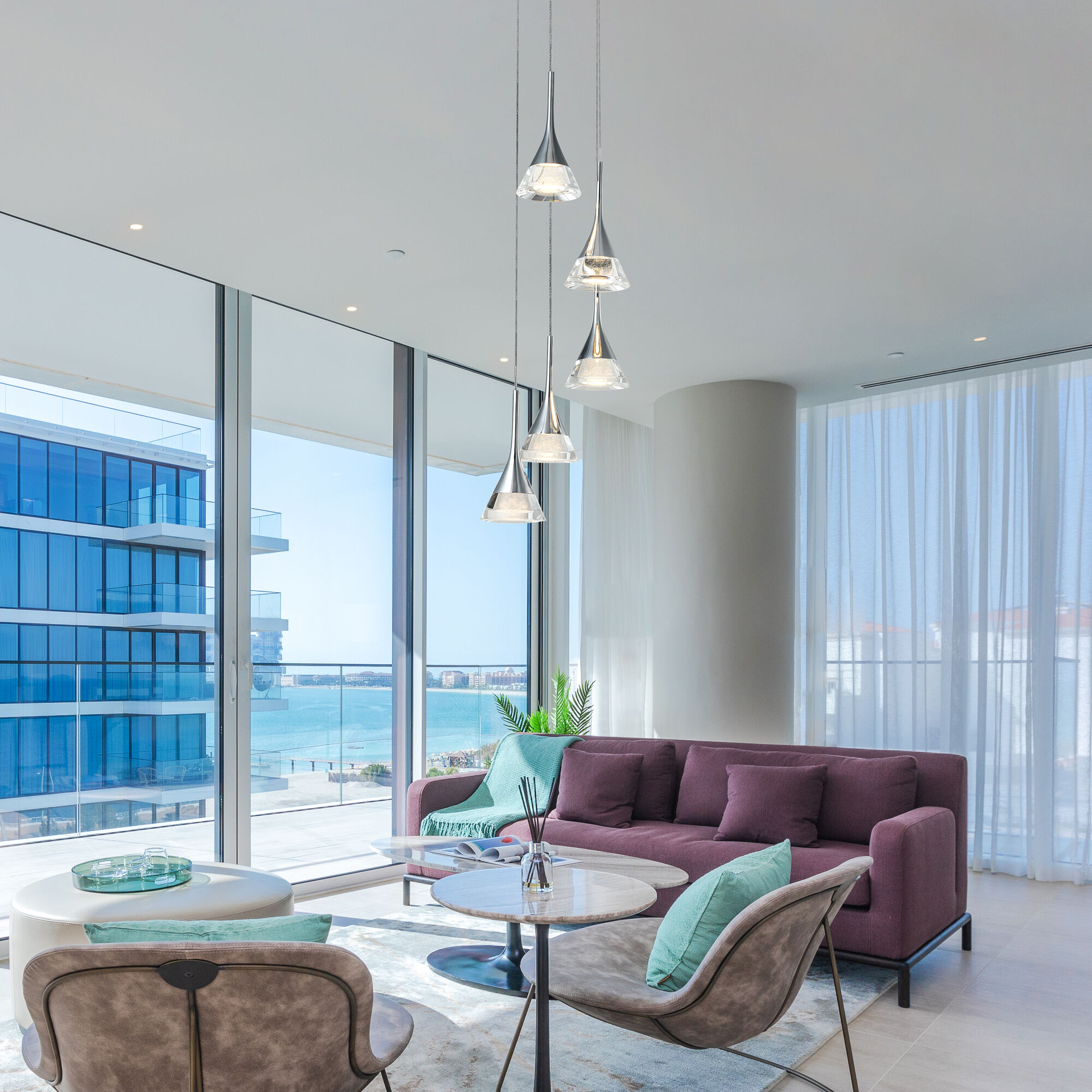 Artisan Collection/AMALFI Series 5 Light 11 inch Polished Chrome Pendant/Chandelier Ceiling Light