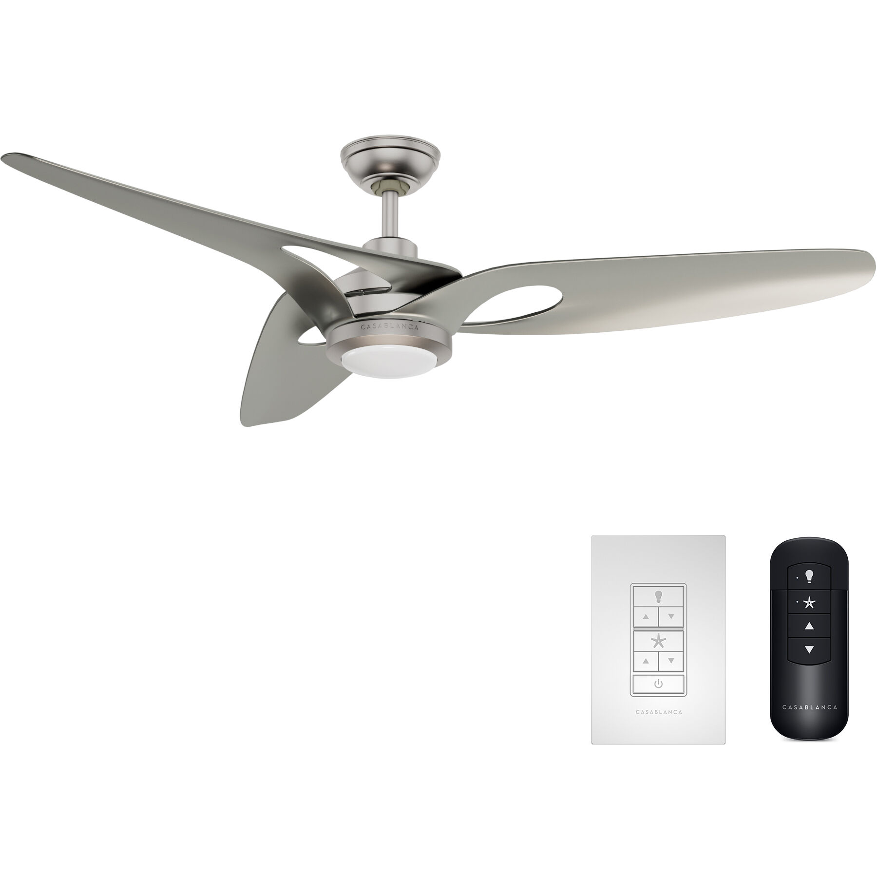 Inez 60 inch Brushed Nickel with Matte Nickel Blades Outdoor Ceiling Fan