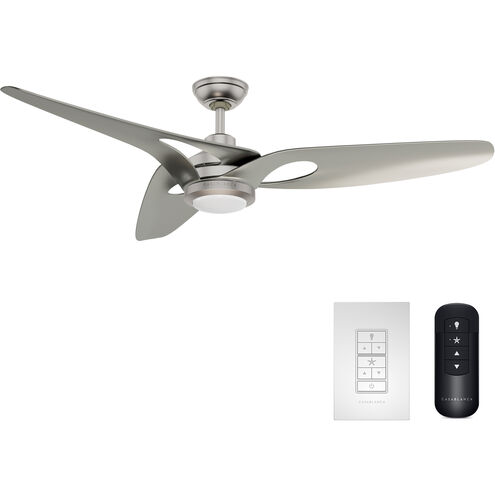 Inez 60 inch Brushed Nickel with Matte Nickel Blades Outdoor Ceiling Fan