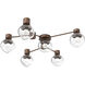 Luna LED 36.8 inch Burnished Bronze Hub & Spoke Ceiling Light in 2700K LED, Floret Inner - Clear Outer