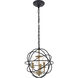 Wallace 3 Light 12 inch Matte Black and Brass Pendant Ceiling Light
