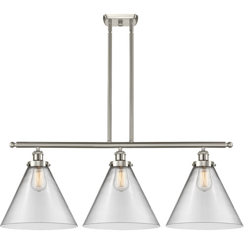 Ballston X-Large Cone LED 36 inch Brushed Satin Nickel Island Light Ceiling Light in Clear Glass