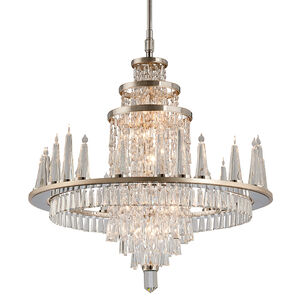 Illusion 34 Light 36 inch Silver Leaf and Polished Stainless Chandelier Ceiling Light