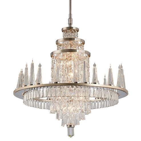Illusion 34 Light 36 inch Silver Leaf and Polished Stainless Chandelier Ceiling Light
