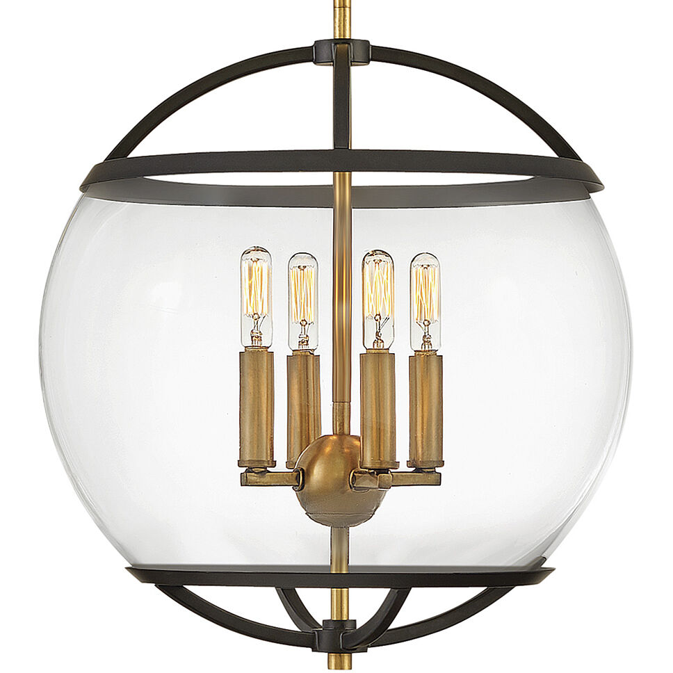 Calvin 4 Light 15 inch Black with Heritage Brass Indoor Pendant Ceiling Light