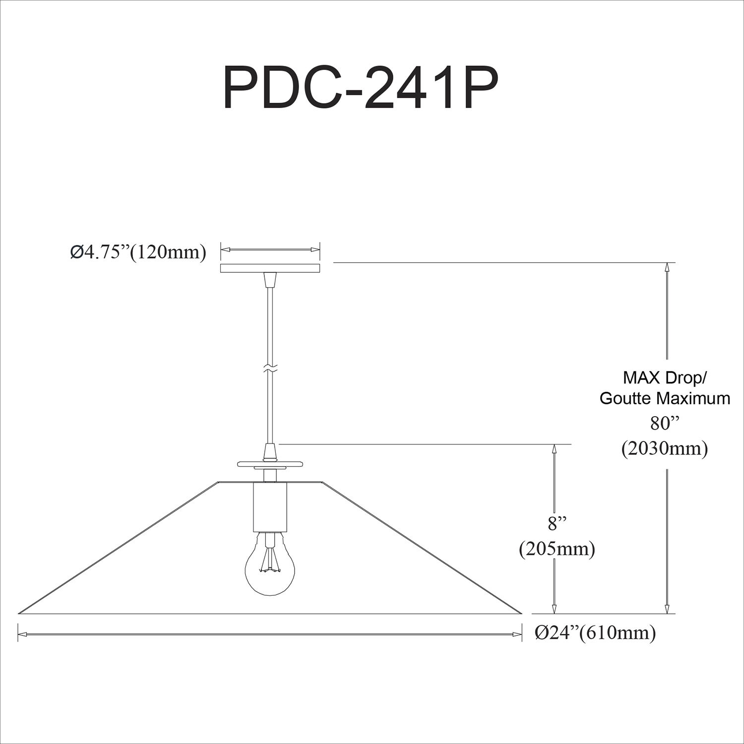 Prudence 1 Light 24 inch Matte Black Pendant Ceiling Light