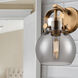 Pilaster II Sphere Sconce Wall Light in Brushed Brass, Light Smoke Glass
