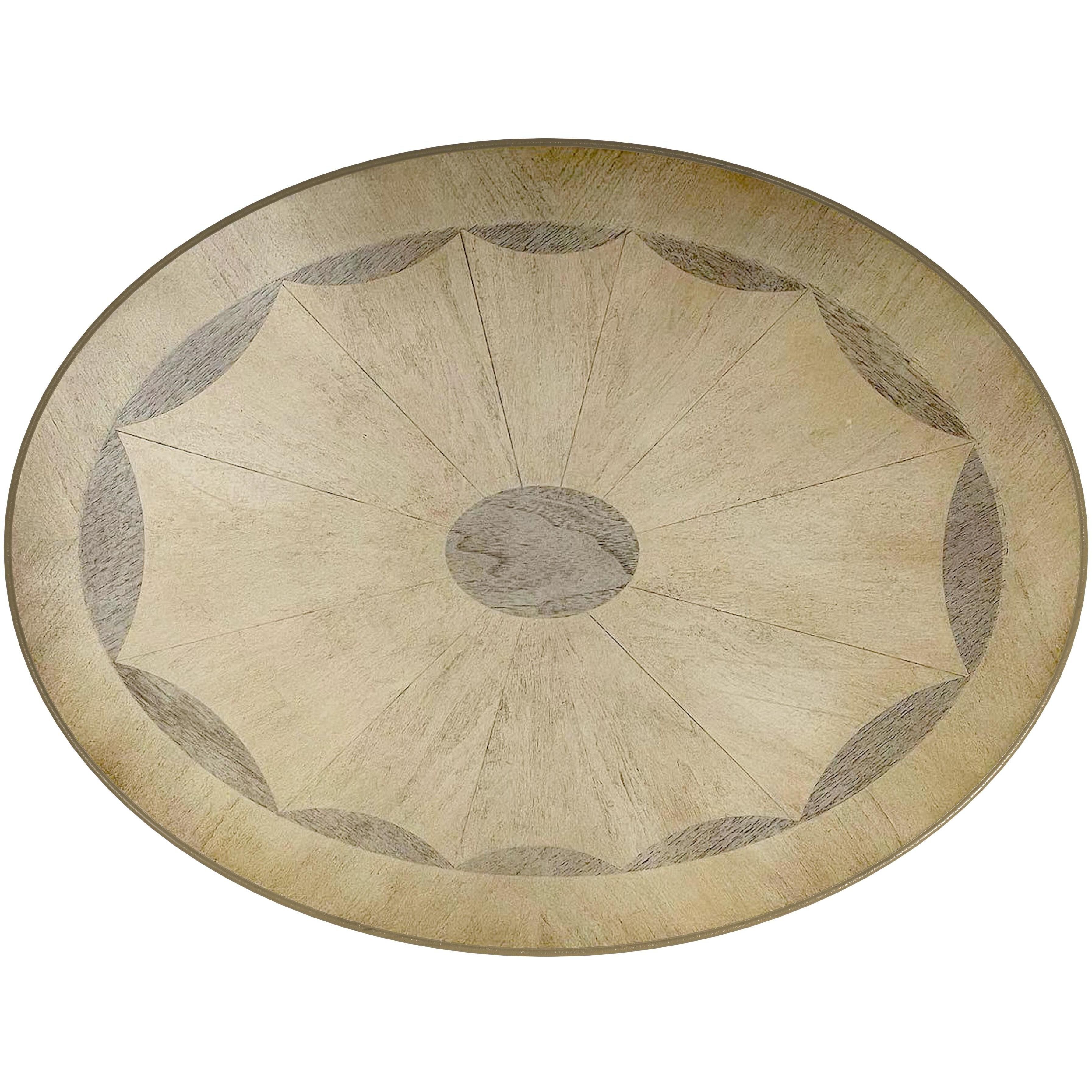 Jeanette Oval Wood Side Table in Beige