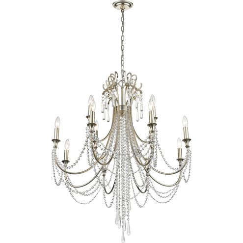 Arcadia 12 Light 33 inch Antique Silver Chandelier Ceiling Light