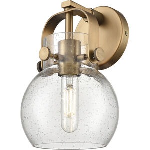 Pilaster II Sphere 1 Light 6.5 inch Brushed Brass Sconce Wall Light in Seedy Glass