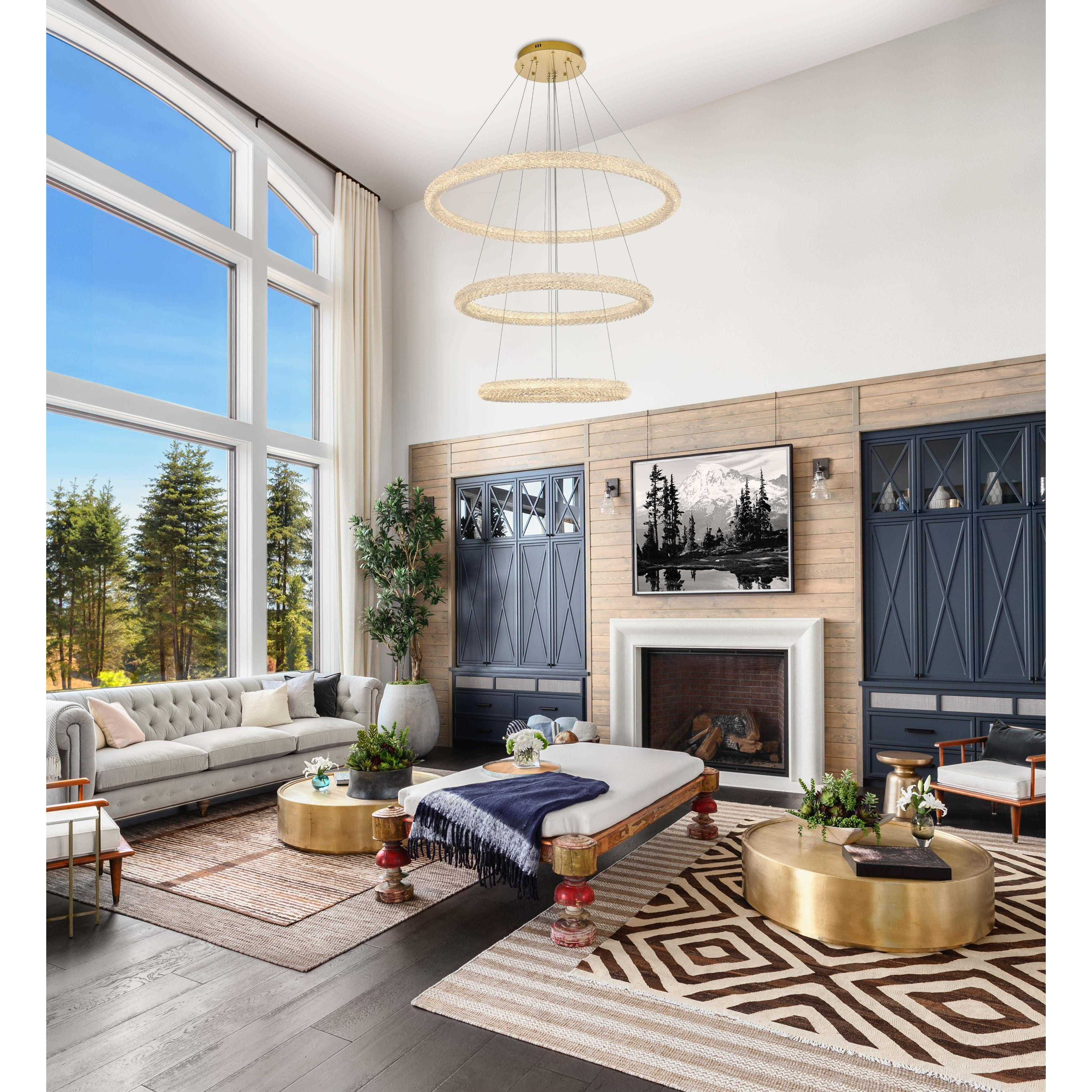 Bowen 3 Light 42 inch Satin Gold Chandelier Ceiling Light