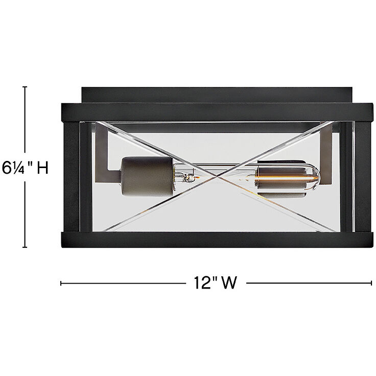 Monte 2 Light 12 inch Black with Burnished Bronze Outdoor Ceiling