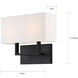 Tribeca 2 Light 14 inch Aged Bronze and White Fabric Vanity Light Wall Light