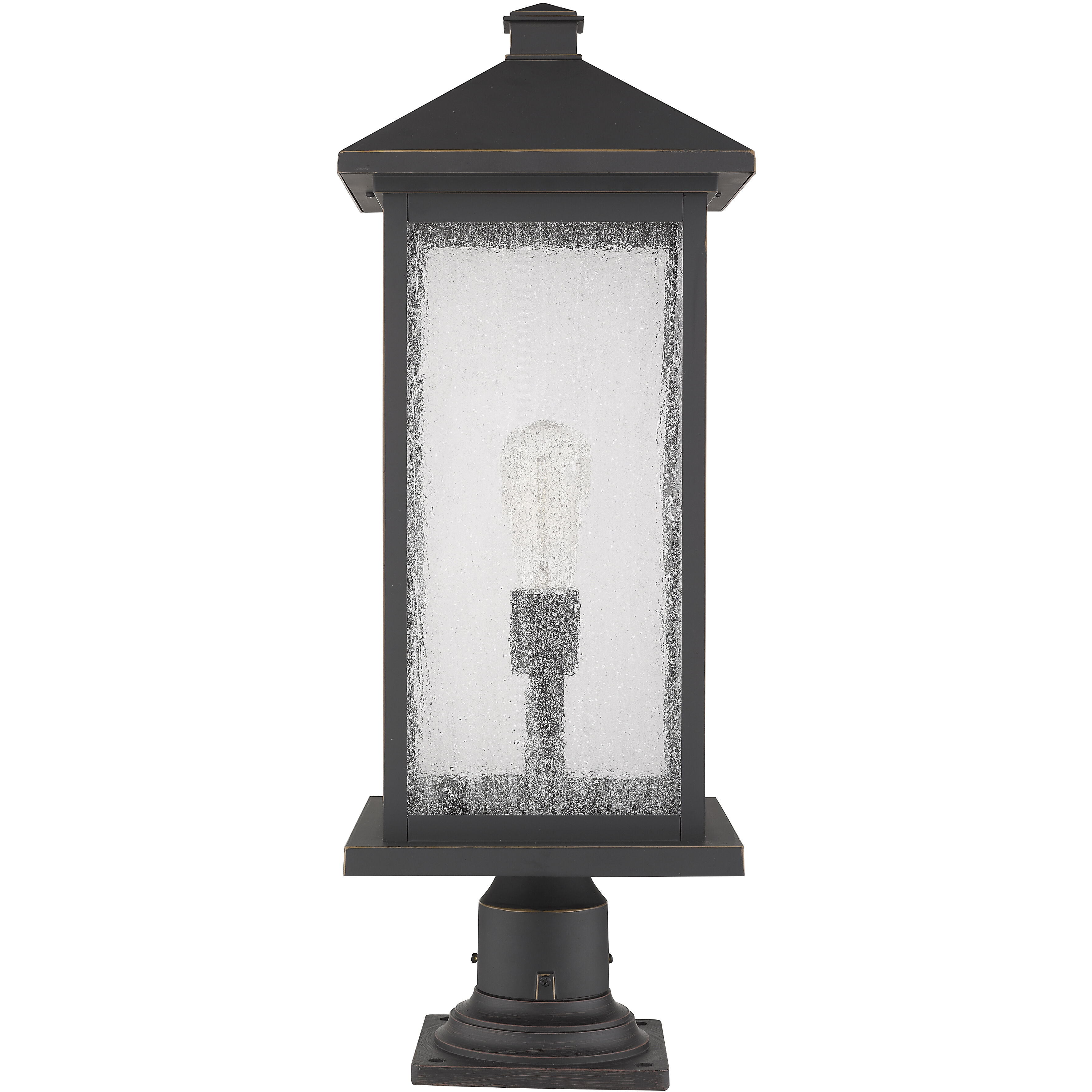 Portland 1 Light 26 inch Oil Rubbed Bronze Outdoor Pier Mounted Fixture in Clear Beveled Glass, 12.25