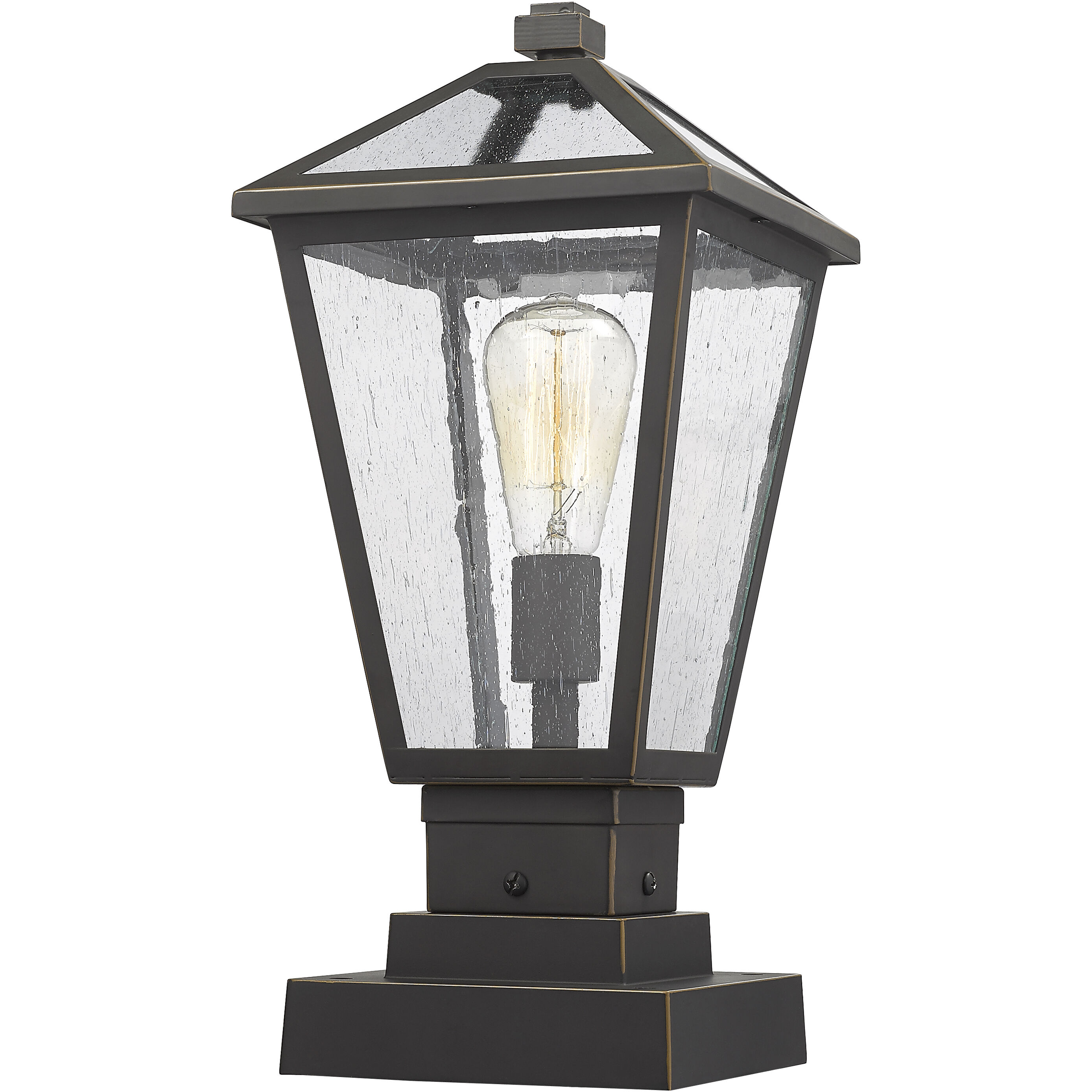 Talbot 1 Light 17.5 inch Oil Rubbed Bronze Outdoor Pier Mounted Fixture in Seedy Glass