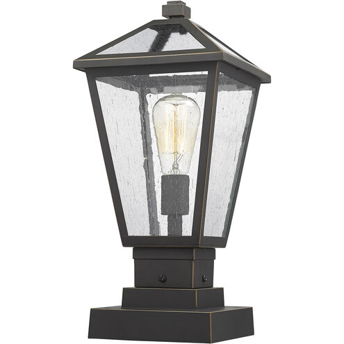 Talbot 1 Light 17.5 inch Oil Rubbed Bronze Outdoor Pier Mounted Fixture in Seedy Glass