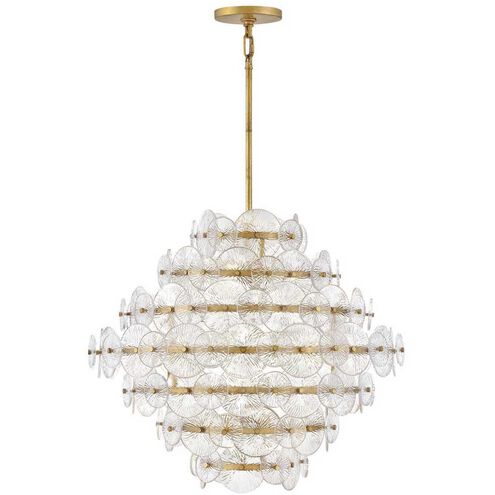 Rene LED 28.5 inch Distressed Brass Chandelier Ceiling Light