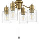 Universal LED Satin Brass Fan Light Kit in Clear Seeded